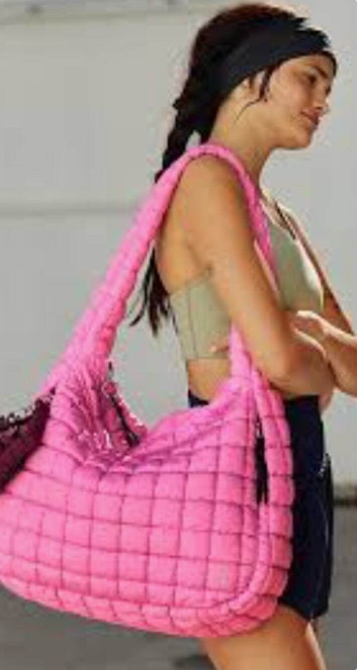 NWT Free People Movement Quilted Carryall Bag-Fuchsia Flirt